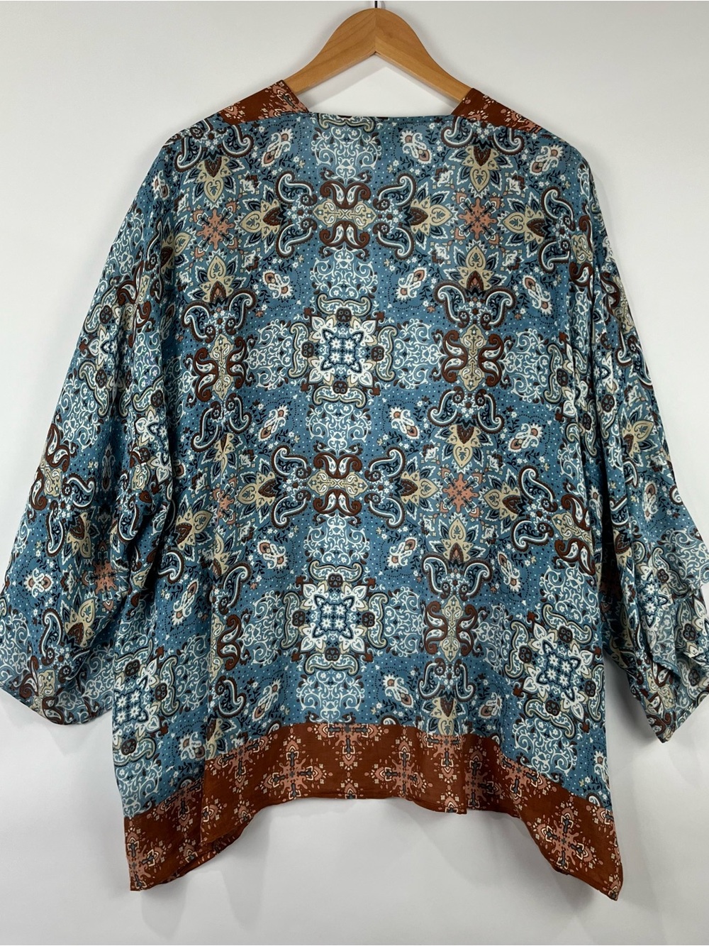 Natural Reflections L/XL Boho Paisley Kimono Cardigan Open Front Flowy - Picture 2 of 7